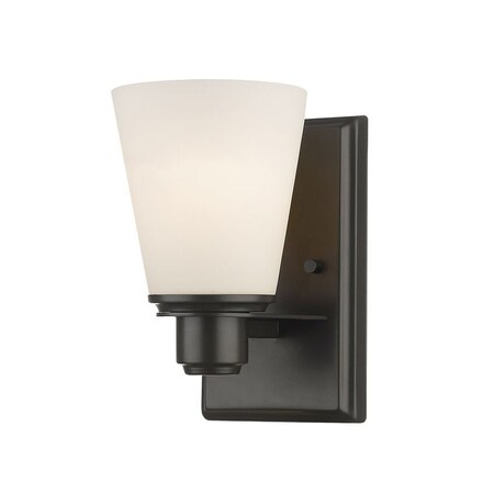 Z-Lite Kayla 1 Light Vanity, Bronze & Matte Opal 7001-1S-BRZ